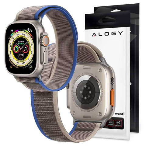 Pasek Alogy Sport na rzep do Apple Watch 4/5/6/7/8/SE/Ultra (42/44/45/49mm) Niebiesko-szary