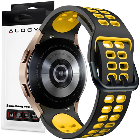 Pasek sportowy Alogy Soft Band Guma do smartwatcha do Samsung Galaxy Watch 4/5 40/42/44/45mm Czarno-żółty