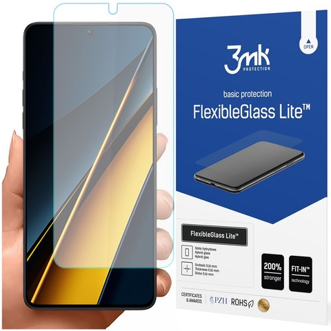 Szkło hybrydowe na ekran do Xiaomi Poco X6 Pro 5G 3mk Flexible Glass Lite FG FlexibleGlass niepękające